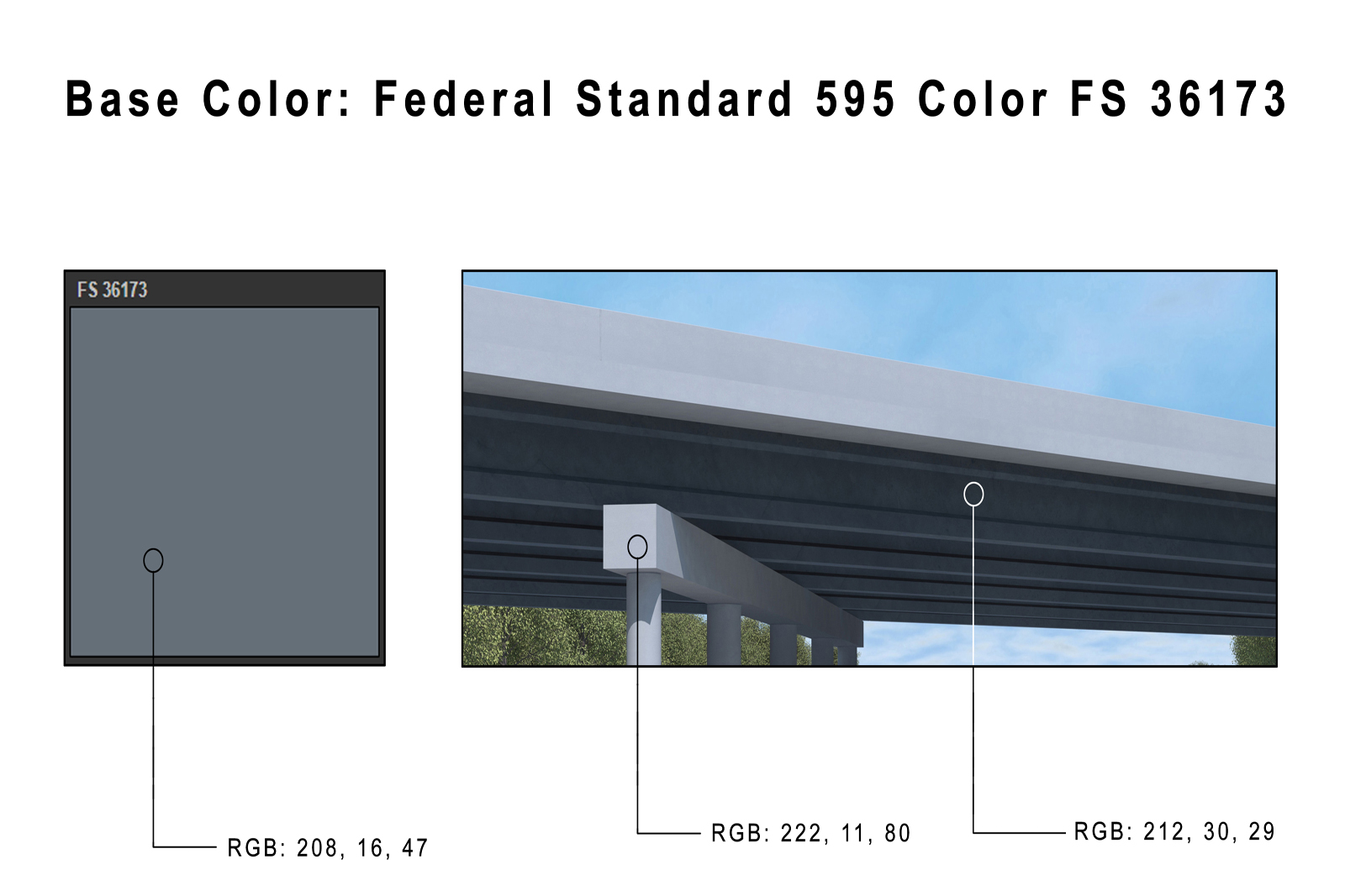 Example of colors likely to be used on bridge work.